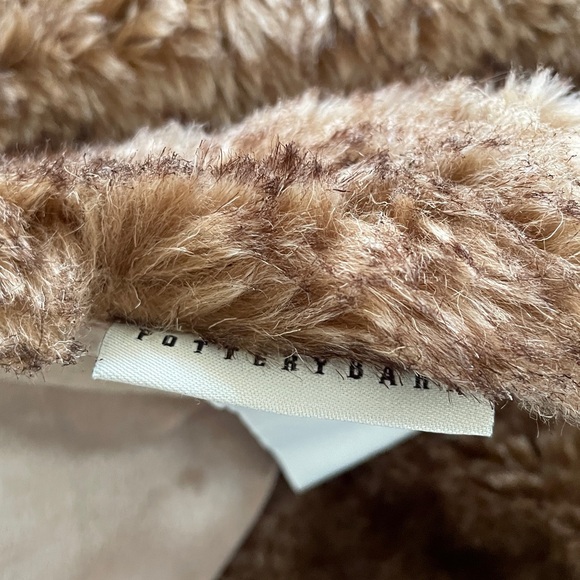 Pottery Barn faux mink fur throw 22x60” brown tan beige bed sofa patio blanket - Picture 6 of 7